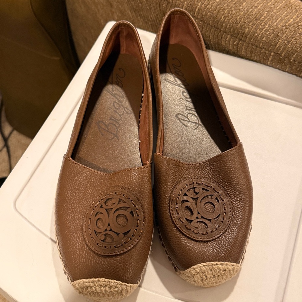 Brighton Groove brown Leather slip-on espadrille women's size 11